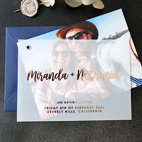 Xoxokristen Casamento personalizado Salve a data cartões de pergaminho, exceto os convites da data com imagem e pergaminho