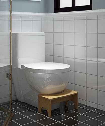 Bancas de banheiro de bambu para adultos, Jacnitad 6,5 polegadas de cocô de vaso sanitário, bancos de cocô de banheiro com tapete não deslizante para adultos, crianças, design simples de design simples e portátil de adulto.