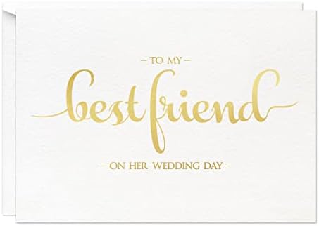 Magjuche para minha melhor amiga no cartão do dia do casamento, cartões de casamento de folha de ouro