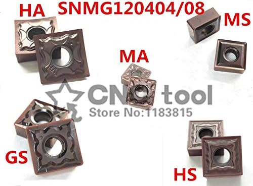 FINCOS 10PCS SNMG120404/SNMG120408 MS/MA Inserções CNC de carboneto, torno CNC, aplica -se ao processamento de aço e aço