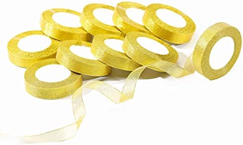 10 rolos fita dourada, fita de 1/4 de polegada para artesanato presente envolvendo decorações de casamento sobremesa em embrulho