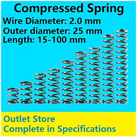 Compressão Retorno Retorno da mola de compressão Fio de mola de mola de mola diâmetro de 2,0 mm diâmetro externo 25 mm de comprimento 60mm-100mm)
