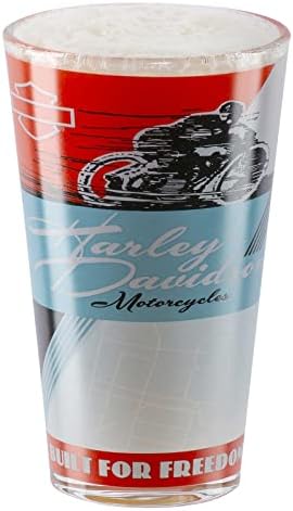 Harley -Davidson Vintage Poster Graphics Conjunto de quatro copos de cerveja Conjunto - 16 oz.