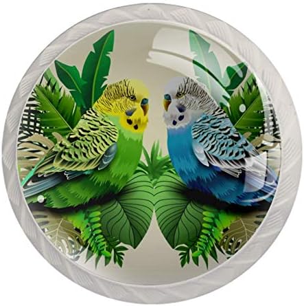 Lagerery maçanetas artesanais de armário de pássaros verdes e azuis botões decorativos multicoloros