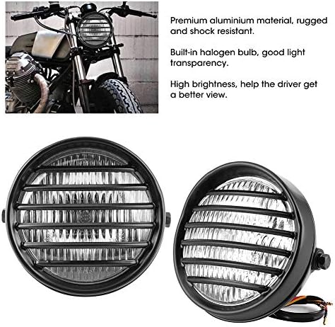 Farol de motocicleta senyar, 6in universal redondo grade faróis faróis de malha de 35w acessório de motocicleta de lâmpada de halogênio