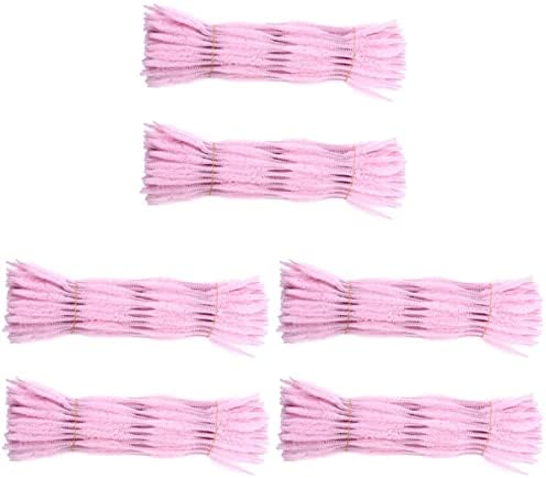 Sewacc 600pcs escolar twistable bastões tiras de chenille esburacado artesanato difuso diy hastes flexíveis hastes hastes hastes suprimentos artesanal artesanal de tubulação artesanal dobrável para limpadores de decoração rosa