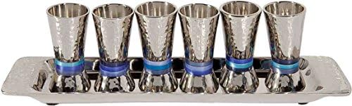 Conjunto de copos de licor de 6 cones níquel martelados em forma de moda projetada com anéis coloridos
