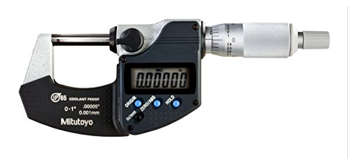 Mitutoyo 293-340-30 Micrômetro digimáticoCal, saída de 1 de sem-spc, bateria SR44, caixa de plástico e 293-345-30-30Cal micrômetro com calibração, alcance de 1-2, IP65, bateria SR44, caixa de plástico