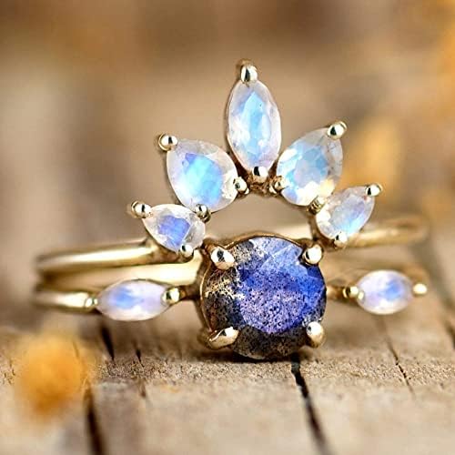 Anéis de casamento e noivado 2 em 1 anéis jóias mulheres elegantes pedras preciosas decorações de festa de anel