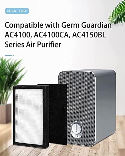 Filtro de substituição FLT4100 E compatível com Germ Guardian AC4100, AC4100CA, Purificador de ar da série AC4150BL, 2 filtro