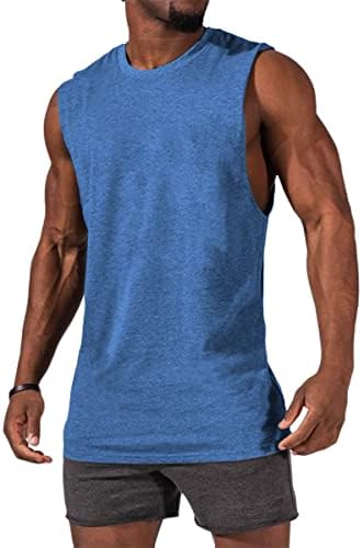 Aoysky Mens Crewneck Tops Tamas atléticas de praia samas sem mangas