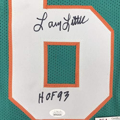 Autografado/assinado Larry Little Hof 93 Miami Teal Football Jersey JSA COA