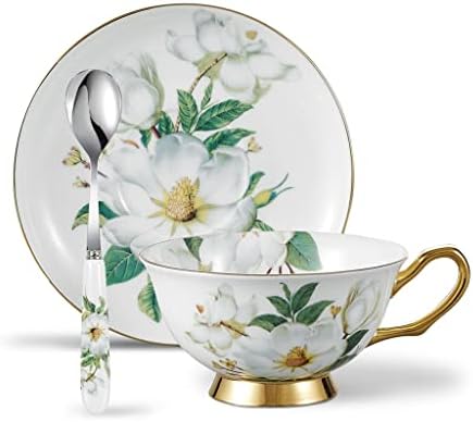 Zlxdp Camellia Padrão de estilo europeu China China Porcelana Copa de café de alta série de chá da tarde com pires