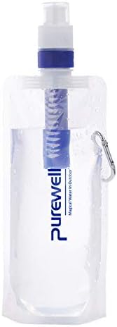 Cantinas de filtro de água dobráveis ​​para caminhada, saco de água/garrafa com filtro, esprema água através de