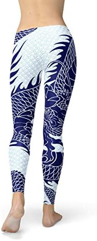 Leggings de dragão para mulheres calças de cintura de ascensão média com estampa de padrão de escalas de dragão