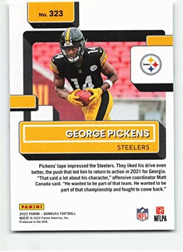 2022 Donruss Rated Rookies 323 George Pickens classificou o novato NM-MT Pittsburgh Steelers Futebol Trading Card NFL