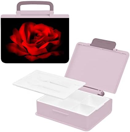 Alaza Red Rose no fundo preto Bento lancheira BPA BPA à prova de vazamentos recipientes de almoço com garfo e colher,