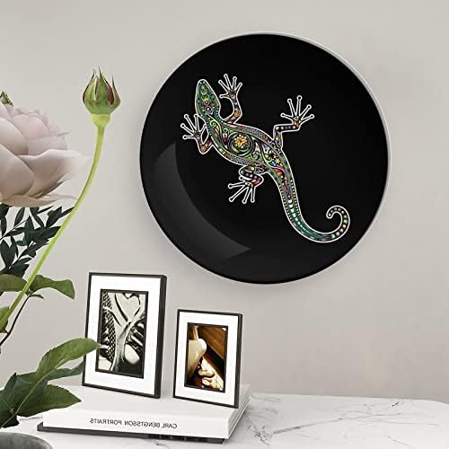 Placas de cerâmica redonda de prato de lagarto psicodélico com estandimento para a decoração do casamento em casa