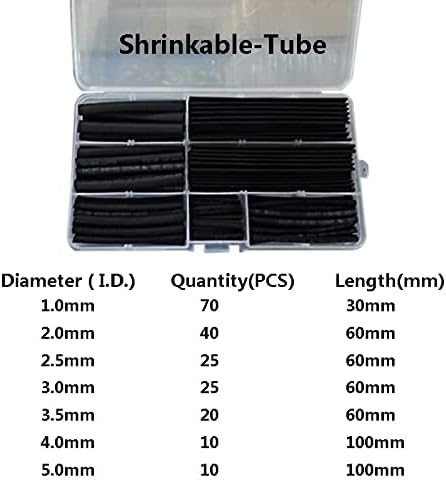 Tubo encolhido de calor 200pcs/conjunto 1mm 2mm 2,5 mm 3mm 4mm 5mm de tubulação de manga de cabo Kit de cabo