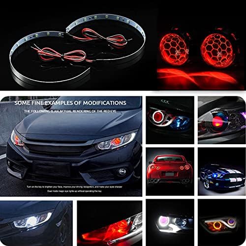 Hdyegiou 2pcs Red Led Demon Devil Eyes Halo Rings para motocicleta de carro 2,5 2.8 3.0 Retrofit de lente do farol