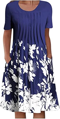 vestidos de estampa floral feminina de Ticcoy, vestido de manga curta redonda de manga curta midi 2023 verão casual elegante