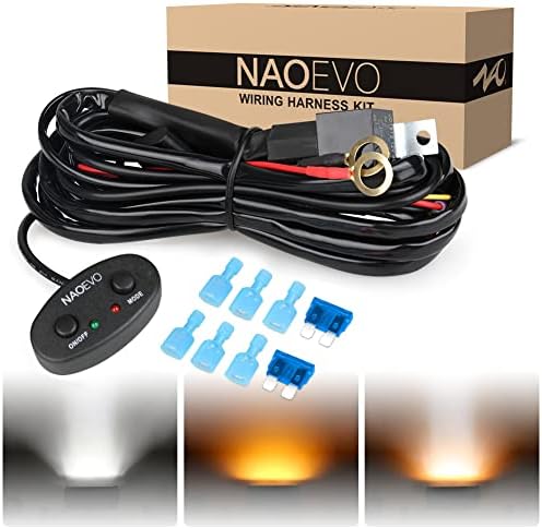 Naoevo 7inch 6 modos Barra de luz LED + arnês de fiação de Naoevo 12 pés para Naoevo 6 Modos Barra de luz + Naoevo 4 polegadas LED