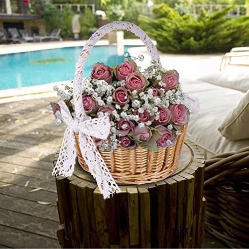 Zerodeko Food Flower Girl Cestas de casamento cesto de flores de armazenamento de armazenamento cesta de vime Rattan Flor Basket