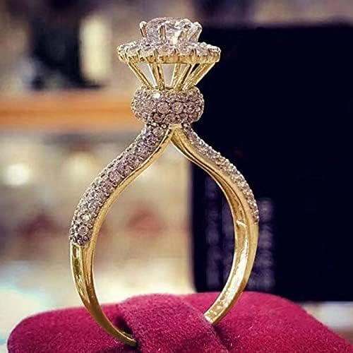 Yistu Women's Wedding Rings Wedding Cut Jewelry Luxury White Stone Ring Presente Anéis de noivado feitos anel de banda fina