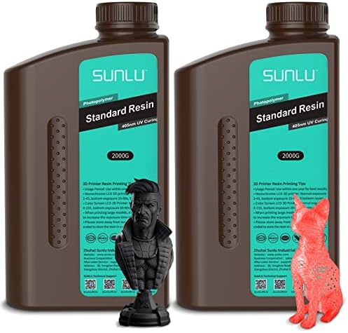 Sunlu 3D Impressora Resina 2kg Black & Sunlu 3D Resina de impressora 2kg Clear Red, 2000g Standard Photopolymer 405nm resina de cura