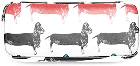 Dachshunds cães longos Red azul vermelho azul verde 84x55in Saco de caneta lápis de lápis com bolsa de armazenamento com