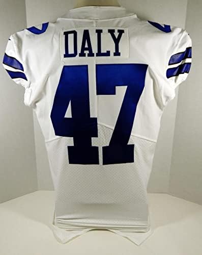 2018 Dallas Cowboys Scott Daly 47 Jogo emitido White Jersey DP09335 - Jogo da NFL não assinado Jerseys usados