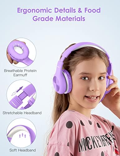 Fones de ouvido de crianças nabevi com microfone, fones de ouvido para meninos para crianças meninas