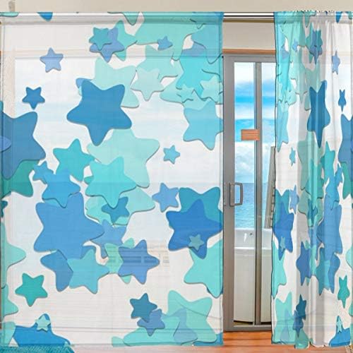 Top Carpenter Blue Stars Pattern Pattern semi cortinas