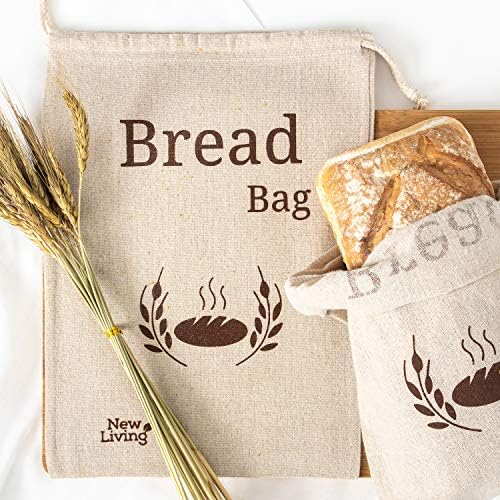 Nova Viva Organic Bread Saco de pão extra grande | 1 x sacos de pão reutilizáveis ​​| Bolsa de armazenamento de alimentos