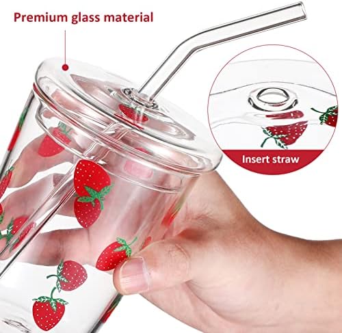 Alipis Strawberry Caneca com tampa e, bebendo copos transparentes copos de café com suco de café com água potável copos de chá,