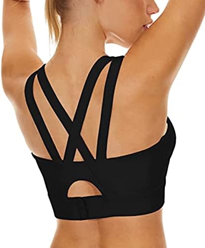 BLONGW Sports Bras for Women, alto apoio CRISS-CROSS traseiro acolchoado Strappy Treping Yoga Bra com copos removíveis