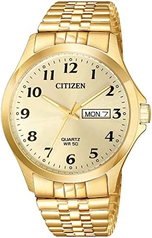 Citizen Quartz Mens Watch, aço inoxidável, clássico