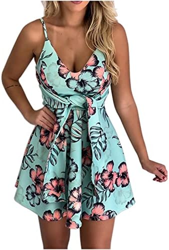 Vestido de tamanho grande para mulheres sem mangas gravata cintura Mini vestido boho cami vestidos de verão v pescoço praia praia