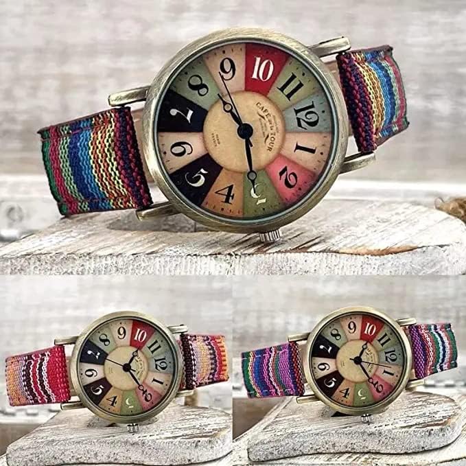 Relógios de padrão de arco -íris de várias cores Lukybirds, relógio hippie peculiar boho, relógios maravilhosos para mulheres, relógios
