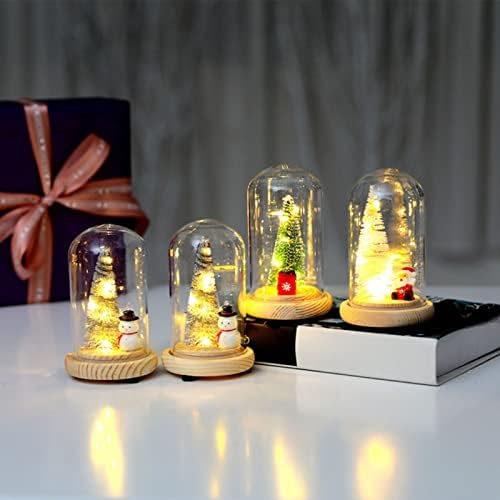 Mini Decorações de Árvore de Natal Miniatura de Árvore de Natal em Dome de Vidro com Luzes LED para Festa de Craft Diy Diy