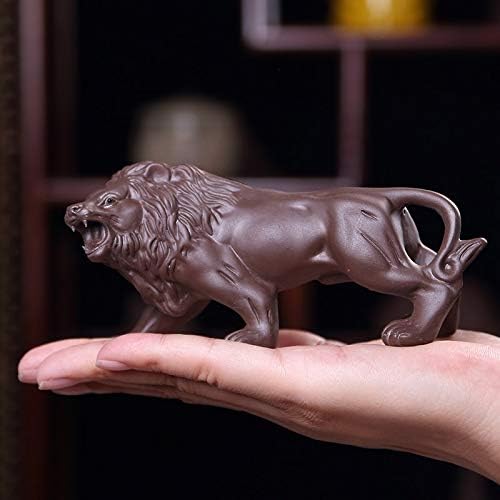 N/A Purple Clay Tea Pets Handmade Lion Roting Wolf Ornamentos criativos Zen Figuras fofas do escritório Decoração de mesa