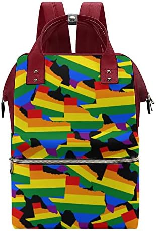 FunnyStar Texas Mapa LGBT LGBT PRIDE PRIDA PRIMENTADA BAGA BAGO BABPACK BACO DE NAPCY SACA DE VIAGEM DE VIAGEM DE VIAGENS PARA MOMINA E PADE