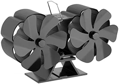 AAA AYYYSHOPP CABEÇA dupla 12 Blades Fan fogão a calor Alumínio Silent Eco-Friendly Burner de Wood Winter Fan Heat Distribution