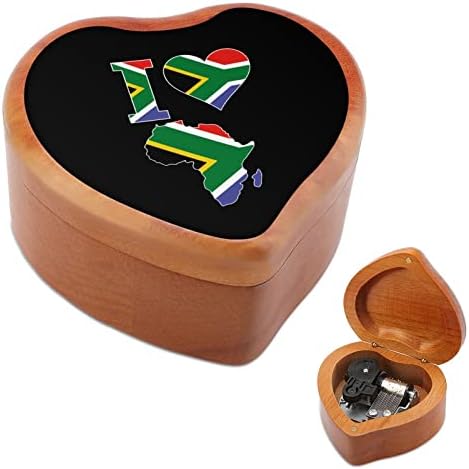 Eu amo a África do Sul Flag da caixa de madeira caixa de coração