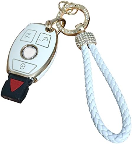 Wenheni para Mercedes Benz Key FOB CAPA DE FOB SHELL FOB COM BLING KEYCHAIN ​​FIT PARA MERCEDES BENZ C E S M CLS CLK