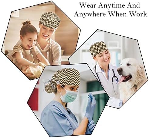 2pcs Caps de trabalho com botões Pacotes de presente coloridos Capéu de cabelos longos femininos Chapéu de enfermeira cirúrgica