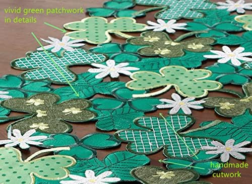 GrandDeco St. Patrick's Day Table Runner, Applique Bordeded Cutwork Clover Dresser Sconds para cozinha em casa Diminuição