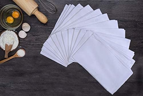Toalhas de prato de saco de farinha de Whitestem | 33 ”x38” | 2-Pack | Branco | 130 Anel de contagem de fios Coloque algodão, toalhas