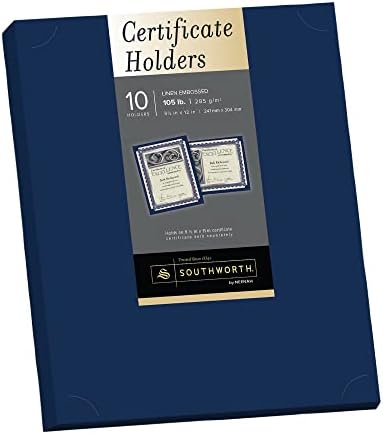 Portadores de certificados Southworth®, azul marinho, pacote de 10