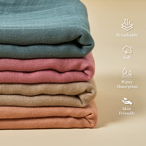 Meracorallo Muslin Swaddle Blanket, 4 Pack Neutro Swaddle Cobertors, cobertor de recebimento macio e sedoso, Soild Color Swaddle
